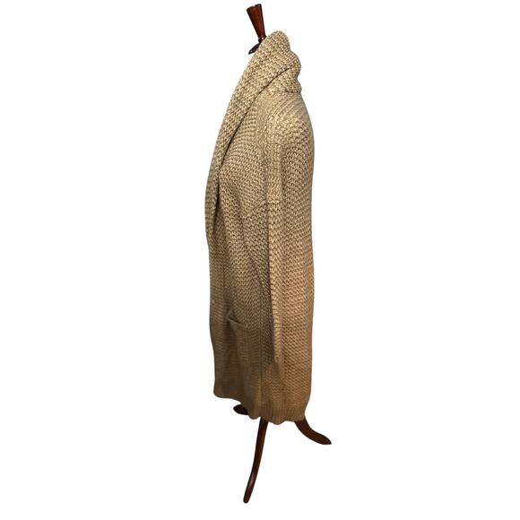 Ralph Lauren LRL Womens Cardigan Duster Sweater Tan Open Shawl Collar Size L - Picture 3 of 11